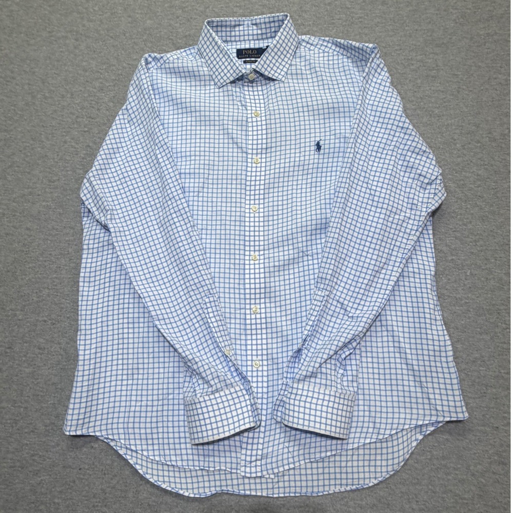 Polo Ralph Lauren Mens XL Classic Fit Blue White Gingham Check Button Down Shirt